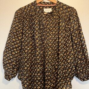 Anthropologie Patterned Button Down BOHO Blouse size Small